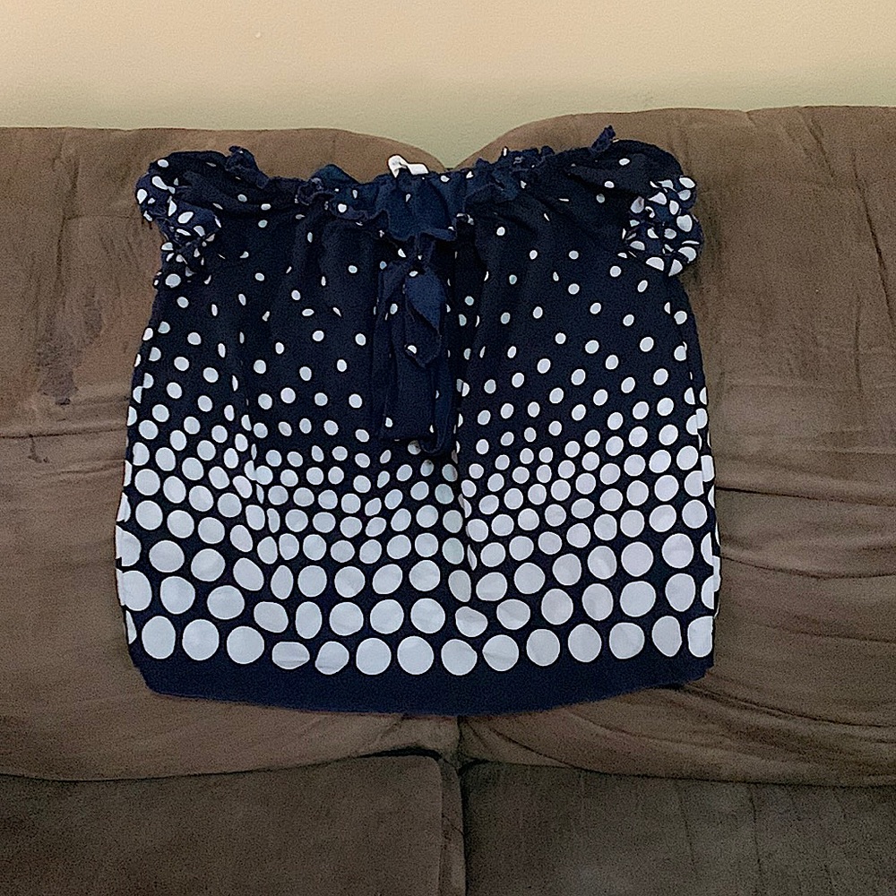 Navy Blue Polka Dot Juniors Blouse